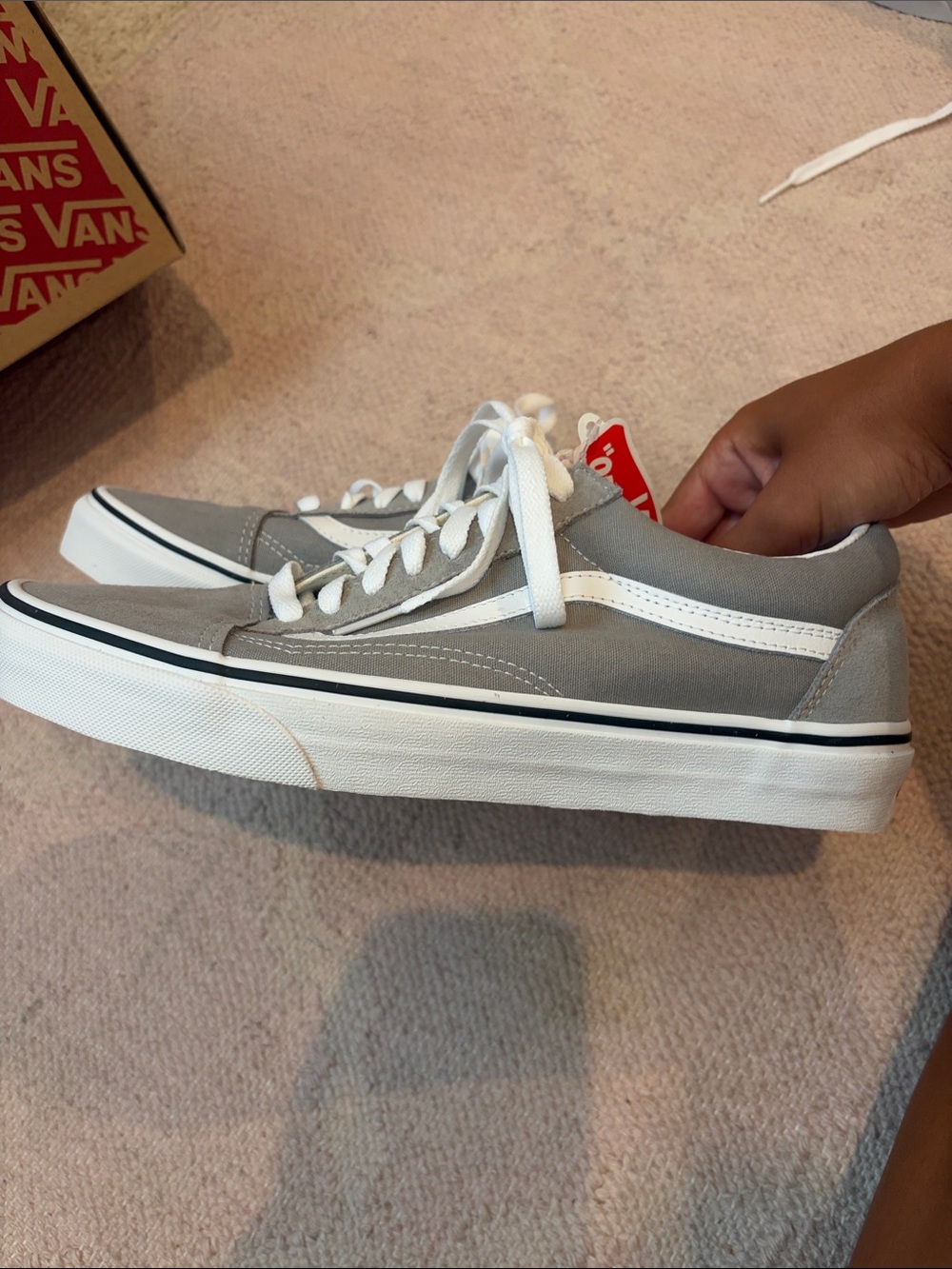 Vans Old Skool Skate Shoes in Gray & White
